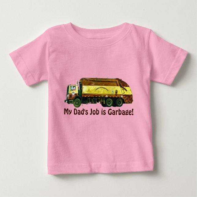 Funny Trucker Baby Mitt Pappa Jobb är Sopor Tee Shirt (Framsida)