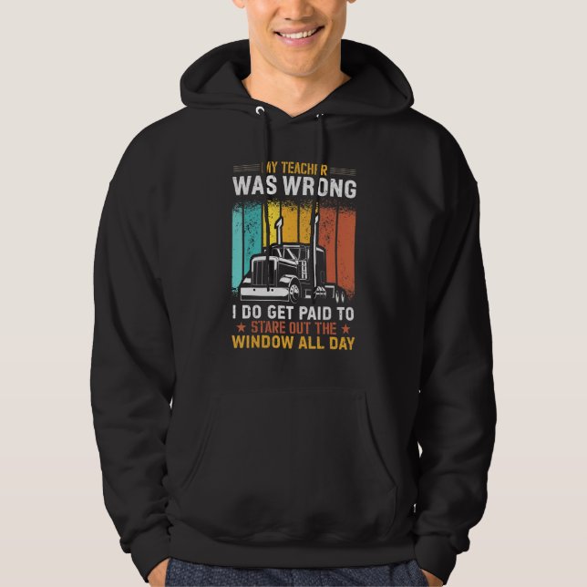 Funny Trucker Design Semi Truck Driver Lover For M Hoodie (Framsida)