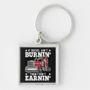 Funny Trucker Trailer Lastbil Driver Gift Fyrkantig Silverfärgad Nyckelring