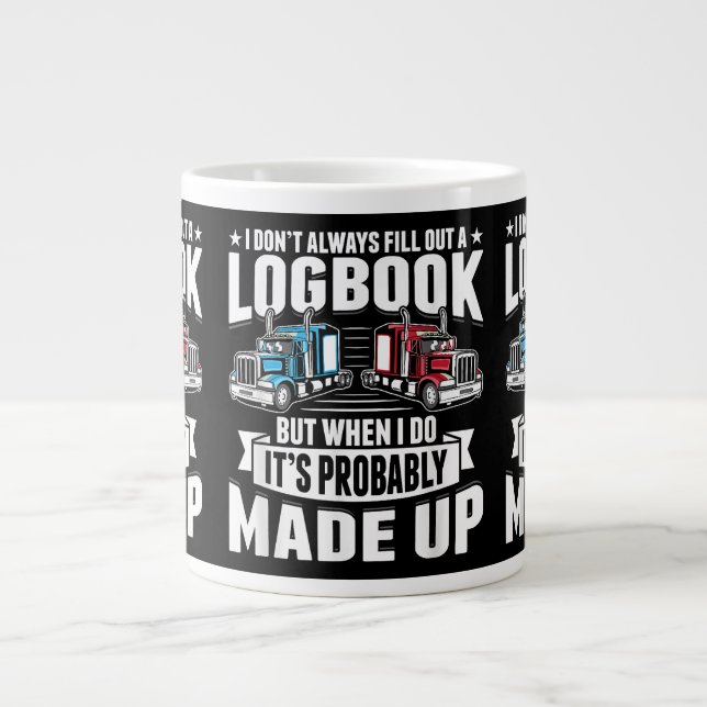 Funny Trucker Trucking Humor Tractor Trailer Lastb Jumbo Mugg (Framsidan)