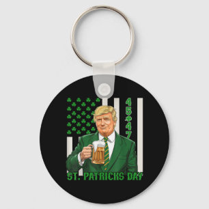 Funny Trump 45 47 American Flagga St. Patric Nyckelring