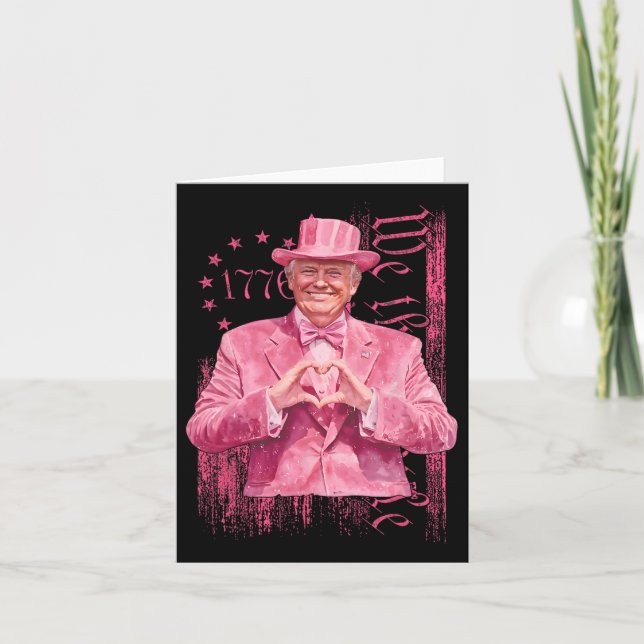 Funny Trump 45 47 President Rosa Kostym Heart Shap Kort (Framsida)