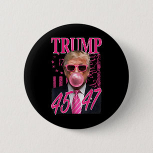 Funny Trump Bubble Gum 1776 Rosa Flagga Knapp