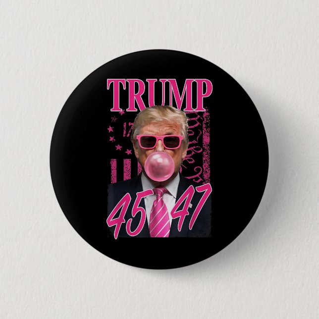 Funny Trump Bubble Gum 1776 Rosa Flagga Knapp (Framsida)