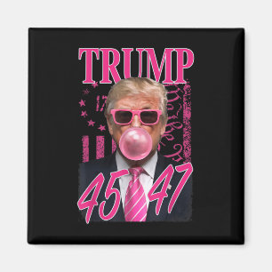 Funny Trump Bubble Gum 1776 Rosa Flagga Magnet
