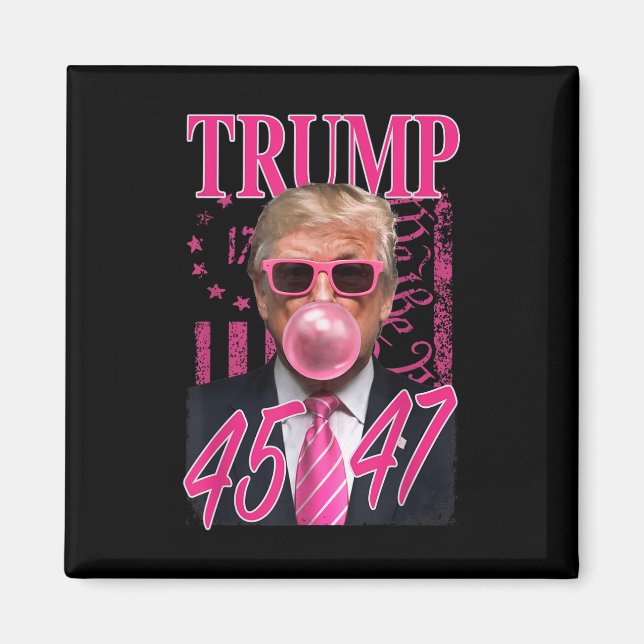 Funny Trump Bubble Gum 1776 Rosa Flagga Magnet (Framsidan)