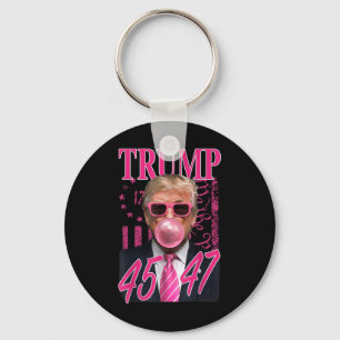 Funny Trump Bubble Gum 1776 Rosa Flagga Nyckelring