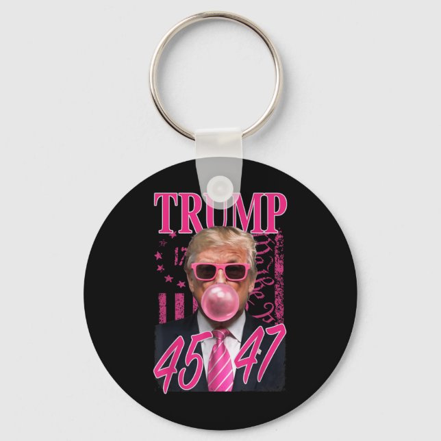 Funny Trump Bubble Gum 1776 Rosa Flagga Nyckelring (Framsida)