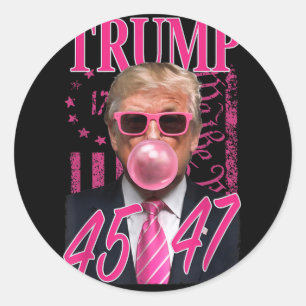 Funny Trump Bubble Gum 1776 Rosa Flagga Runt Klistermärke