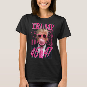 Funny Trump Bubble Gum 1776 Rosa Flagga T Shirt