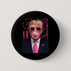 Funny Trump Bubble Gum Rosa USA flagga Knapp