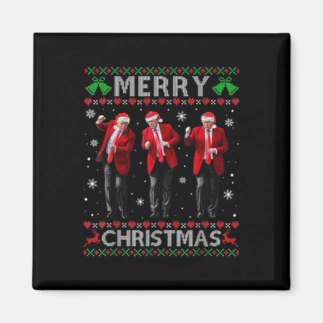 Funny Trump Dance God jul Ugly Julafton Magnet (Framsidan)