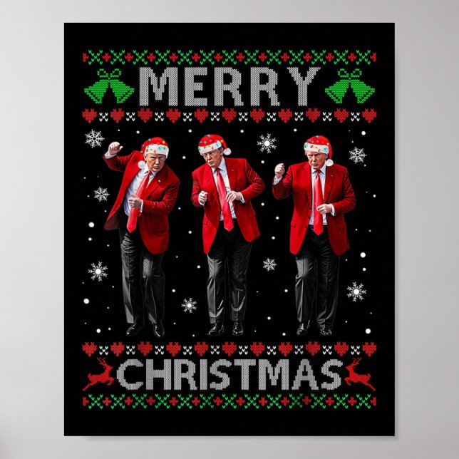 Funny Trump Dance God jul Ugly Julafton Poster (Framsidan)