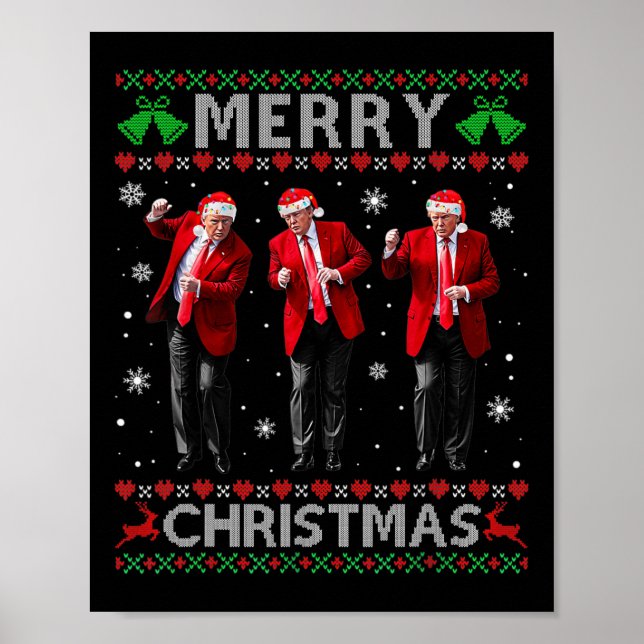 Funny Trump Dance God jul Ugly Julafton Sweate Poster (Framsidan)