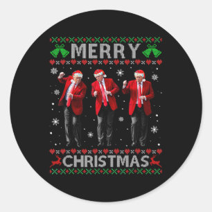 Funny Trump Dance God jul Ugly Julafton Sweate Runt Klistermärke