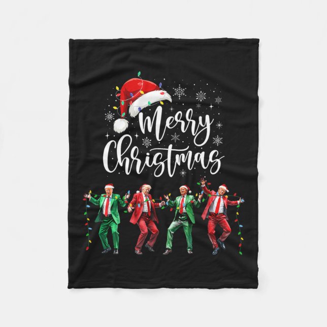 Funny Trump Dance Jultomten God jul Julafton Fleecefilt (Framsidan)