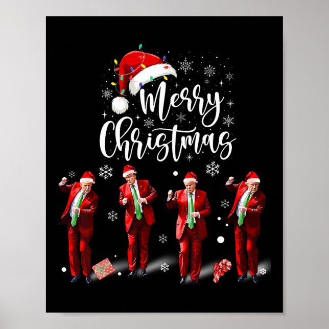 Funny Trump Dance Jultomten God jul Poster (Framsidan)