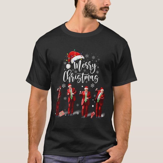 Funny Trump Dance Jultomten God jul T Shirt (Framsida)