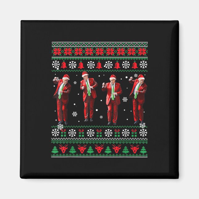 Funny Trump Dance Jultomten jul Julafton Pajam Magnet (Framsidan)