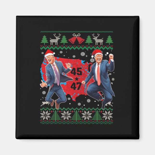 Funny Trump Dance Jultomten jul Julafton Pajam Magnet (Framsidan)