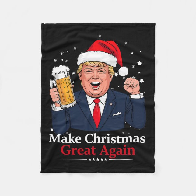 Funny Trump Drink Beer Fleecefilt (Framsidan)