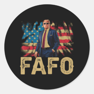 Funny Trump Fafo, Y2k Fafo Trump American Flagga V Runt Klistermärke