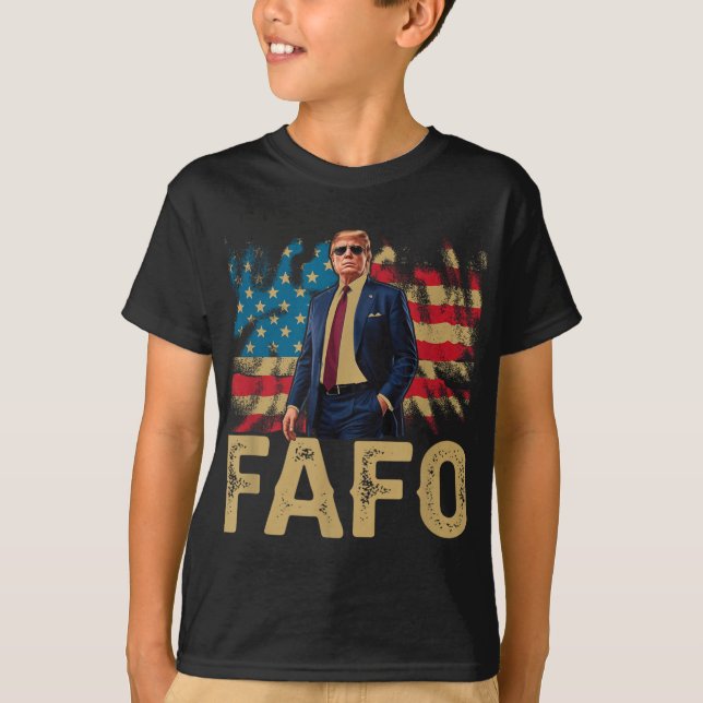 Funny Trump Fafo, Y2k Fafo Trump American Flagga V T Shirt (Framsida)