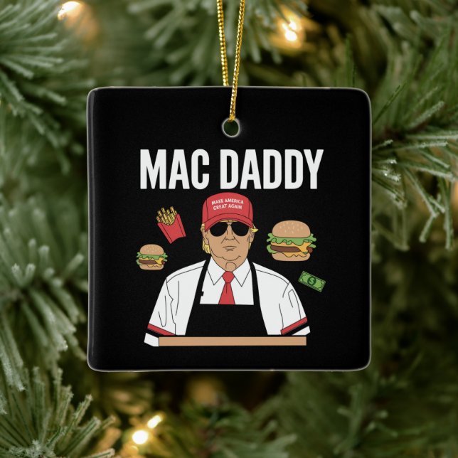 Funny Trump Fries Skapar Fries Mac pappa Julgransprydnad Keramik (Träd)