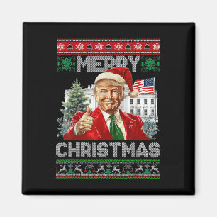 Funny Trump God jul Santa Family Julafton Ugly Magnet