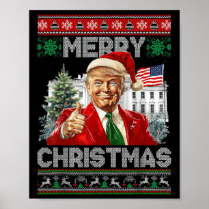 Funny Trump God jul Santa Family Julafton Ugly Poster