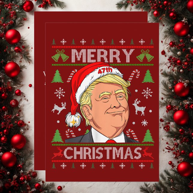 Funny Trump God jul Ugly Julafton Sweater Gift Julkort (Skapare uppladdad)