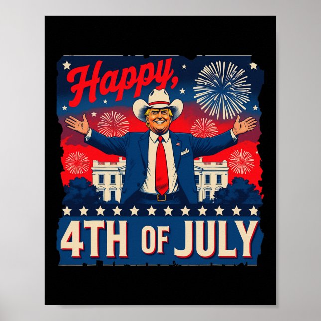 Funny Trump Happy 4th Of July  Poster (Framsidan)