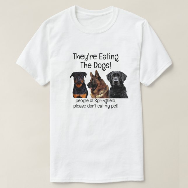 Funny Trump Harris Debatt Eating Hundar Springfiel T Shirt (Design framsida)