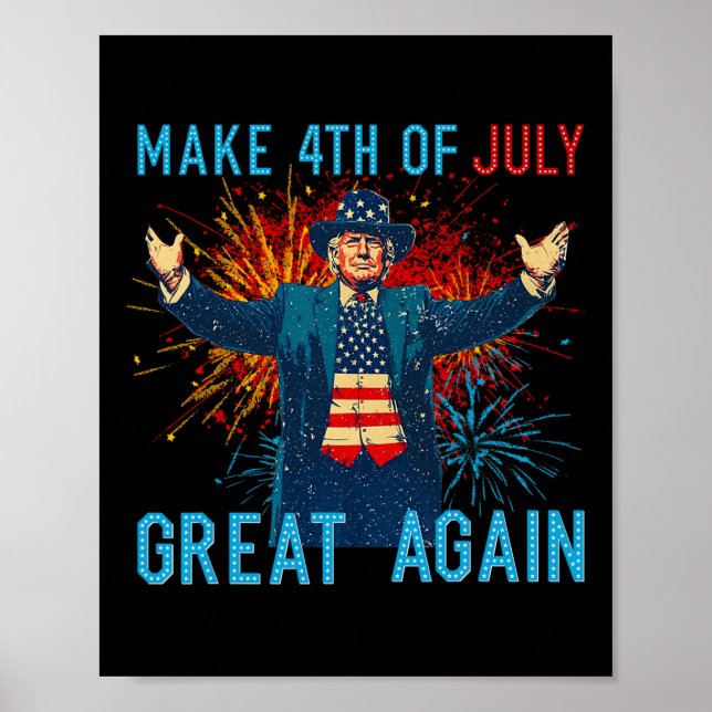 Funny Trump Make 4th Of July Great Again Firework  Poster (Framsidan)
