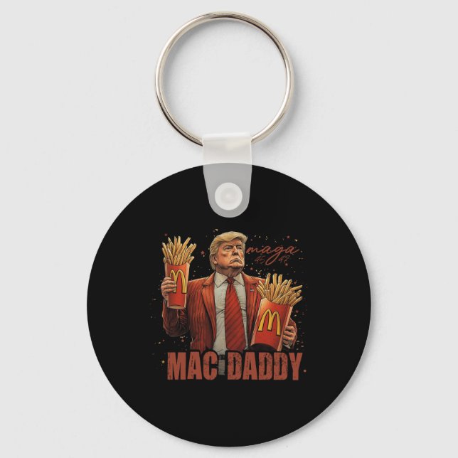 Funny Trump Mcdon 2024 Fast Food Mac pappa Hamburg Nyckelring (Framsida)