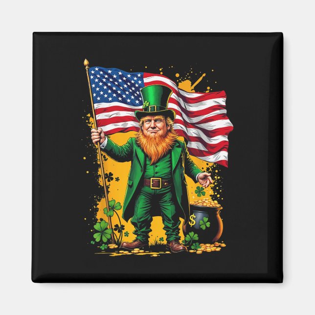 Funny Trump Paddys Back 45 47 St patricks day Usa Magnet (Framsidan)