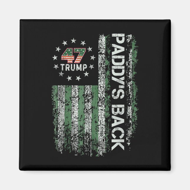 Funny Trump Paddys Back 45 47 St patricks day Usa Magnet (Framsidan)
