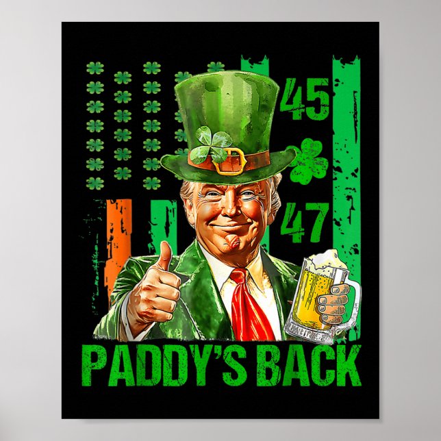 Funny Trump Paddys Back 45 47 St patricks day Usa Poster (Framsidan)