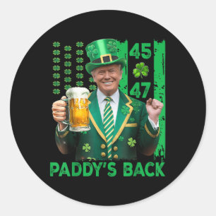 Funny Trump Paddys Back 45 47 St patricks day Usa Runt Klistermärke