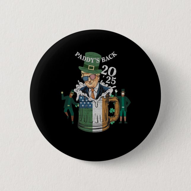 Funny Trump Paddy's Back St. Patrick Day Funny Gif Knapp (Framsida)