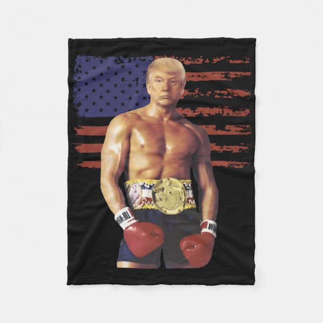 Funny Trump Rocky Boxing Meme Boxer US Flagga Patr Fleecefilt (Framsidan)