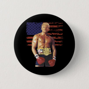 Funny Trump Rocky Boxing Meme Boxer US Flagga Patr Knapp