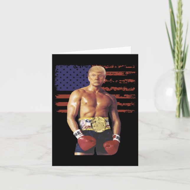 Funny Trump Rocky Boxing Meme Boxer US Flagga Patr Kort (Framsida)