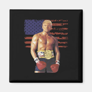 Funny Trump Rocky Boxing Meme Boxer US Flagga Patr Magnet