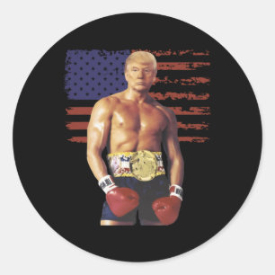 Funny Trump Rocky Boxing Meme Boxer US Flagga Patr Runt Klistermärke