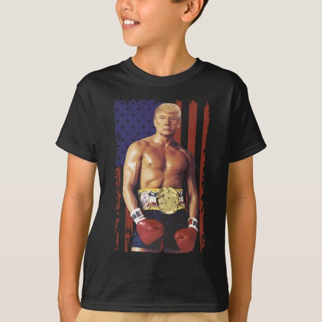 Funny Trump Rocky Boxing Meme Boxer US Flagga Patr T Shirt (Framsida)