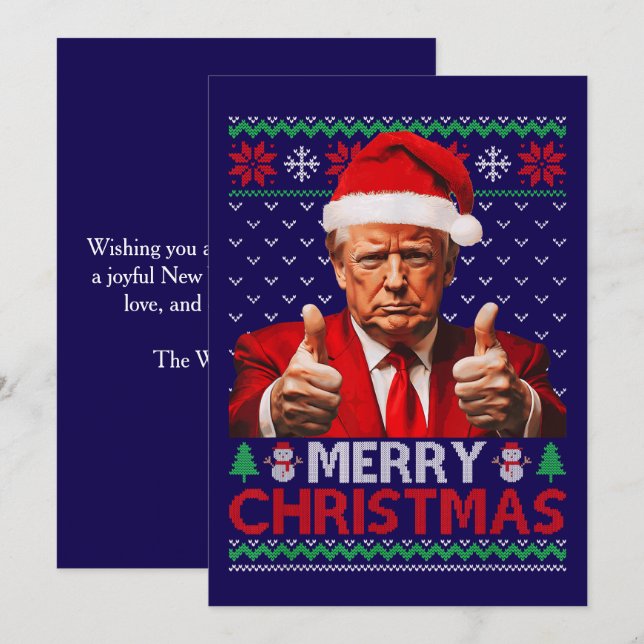 Funny Trump Santa Hat God jul Ugly Gift Julkort (Fram/baksida)