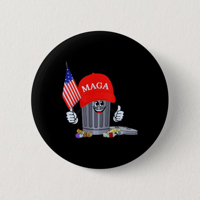 Funny Trump Sopor Can Tecknade figurer Amerika Knapp (Framsida)