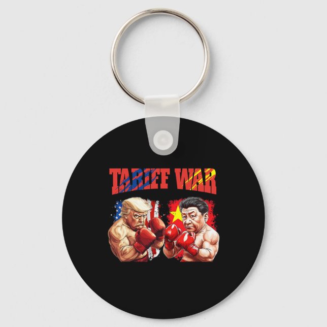 Funny Trump Vs Xi Jinping Boxing Boxing Match Nyckelring (Framsida)