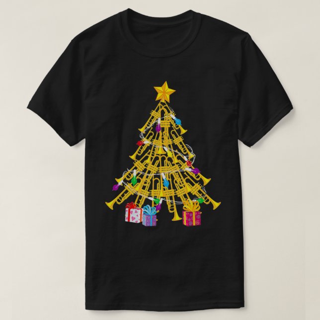 Funny Trumpet Christmas Tree Gift  Cool Xmas Trump T Shirt (Design framsida)